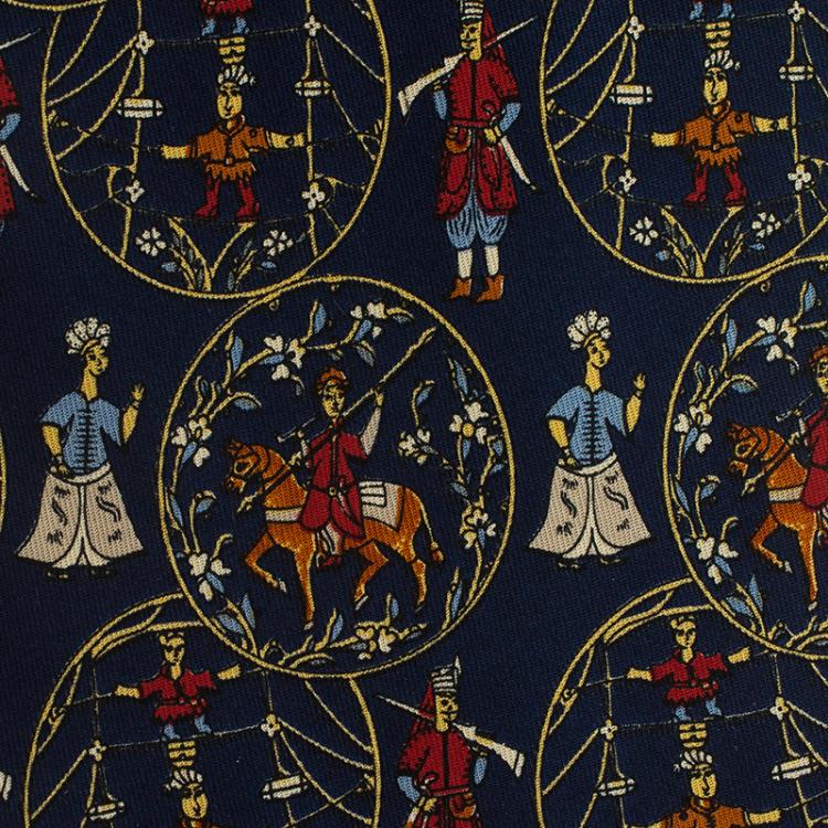 Pre Owned Salvatore Ferragamo Navy Blue Printed Silk Tie