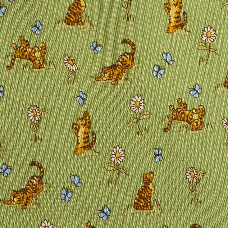 Pre Owned Salvatore Ferragamo Green Tiger and Flower Print Silk Tie