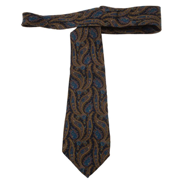 Pre Owned Salvatore Ferragamo Navy Blue Floral Print Silk Tie