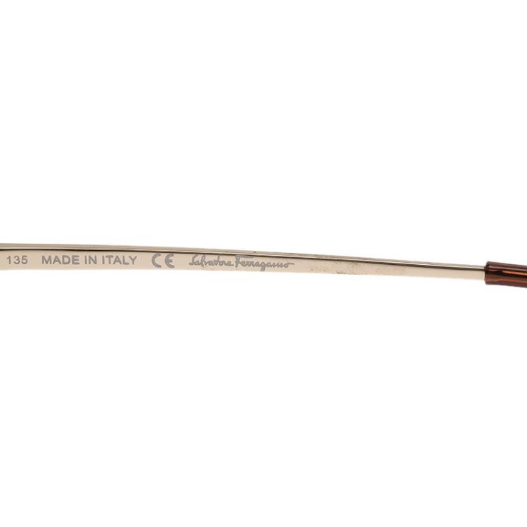 مملوكة مسبقًا Salvatore Ferragamo Brown and Gold SF637SP Aviator Sunglasses 