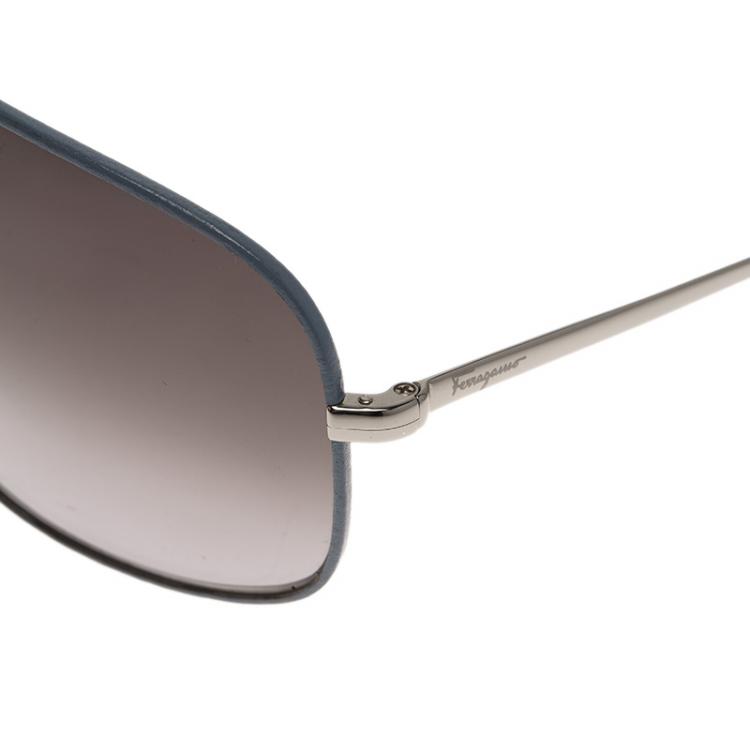 Pre Owned Salvatore Ferragamo Blue SF105SL Aviator Sunglasses