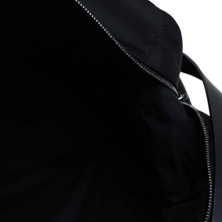 Pre Owned Salvatore Ferragamo Black Nylon and Leather Strap Weekender Bag