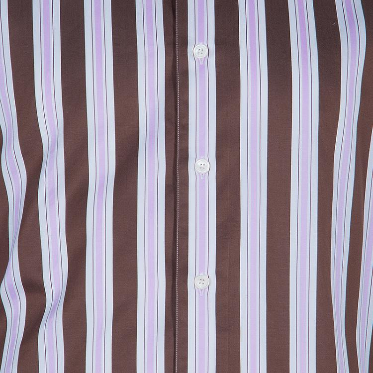 Pre Owned Salvatore Ferragamo Men's Brown and Pink Striped Shirt L