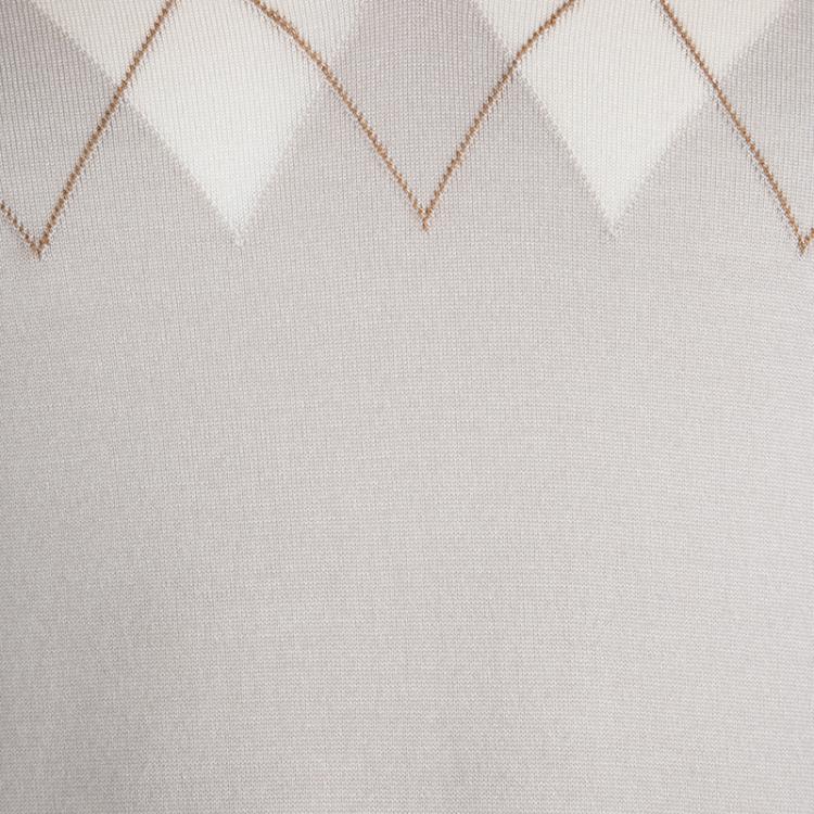 Pre Owned Salvatore Ferragammo Beige Argyle Pattern V-Neck Sweater M