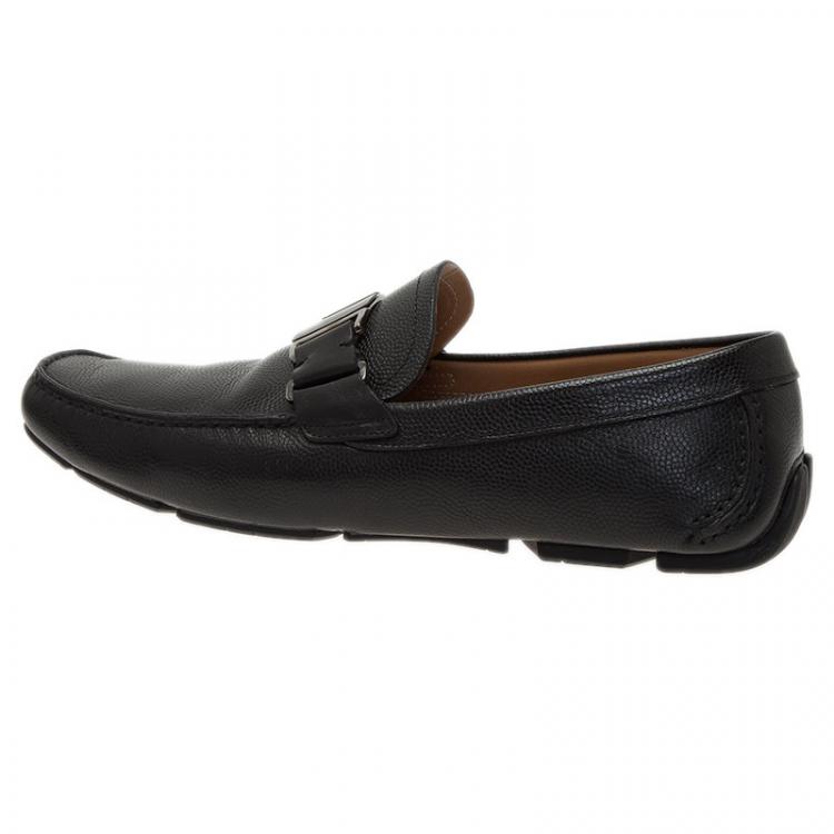 Pre Owned Salvatore Ferragamo Black Leather Sardegna Loafers Size 43