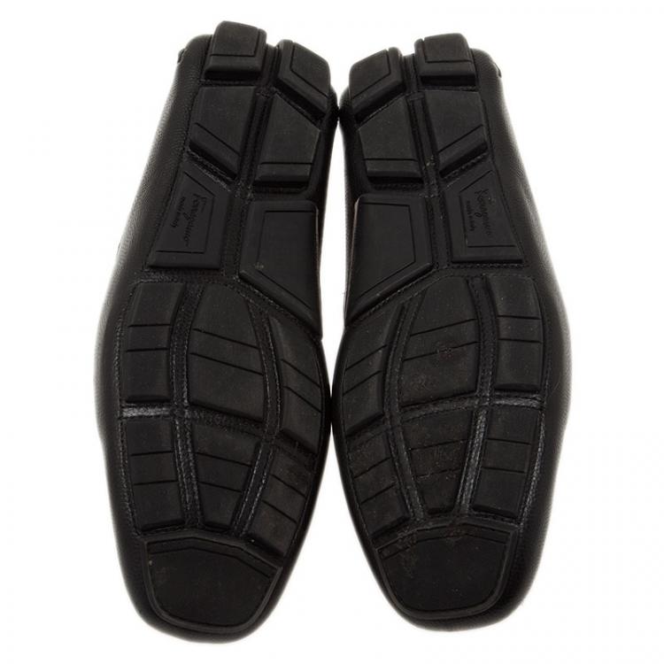 Pre Owned Salvatore Ferragamo Black Leather Sardegna Loafers Size 43