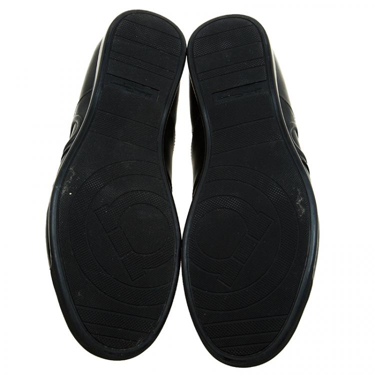 Pre Owned Salvatore Ferragamo Black Leather Sneakers Size 44