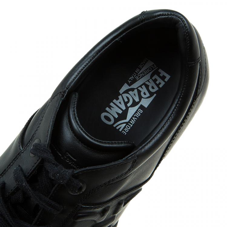 Pre Owned Salvatore Ferragamo Black Leather Sneakers Size 44