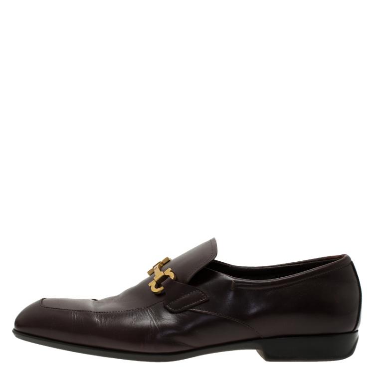 Pre Owned Salvatore Ferragamo Brown Leather Loafers Size 44.5
