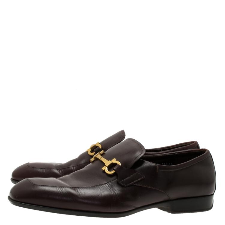 Pre Owned Salvatore Ferragamo Brown Leather Loafers Size 44.5