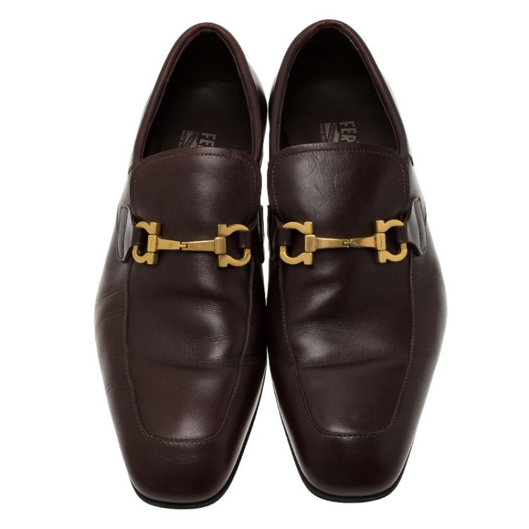 Pre Owned Salvatore Ferragamo Brown Leather Loafers Size 44.5