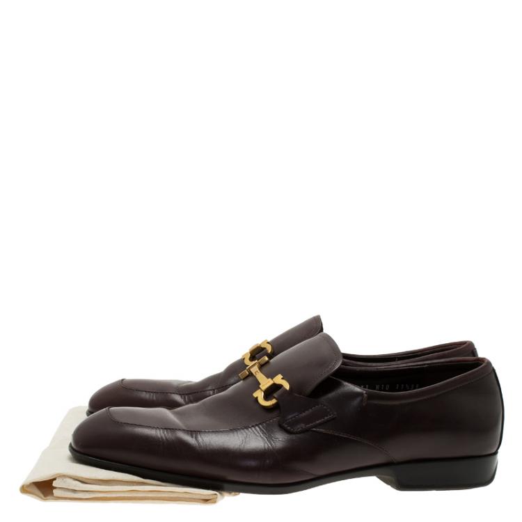 Pre Owned Salvatore Ferragamo Brown Leather Loafers Size 44.5