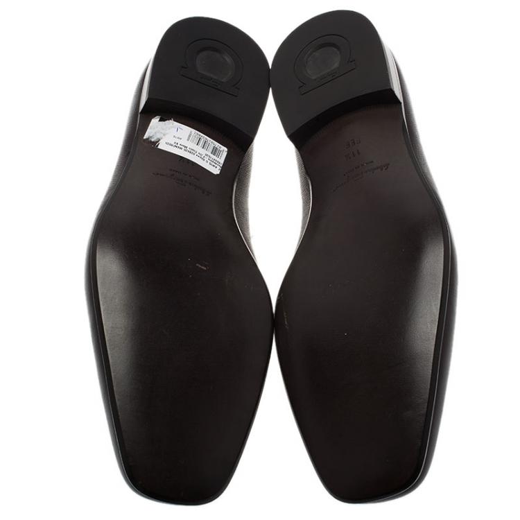 مملوكة مسبقًا Salvatore Ferragamo Brown Leather Manfredi Gancio Bit Loafers Size 44.5