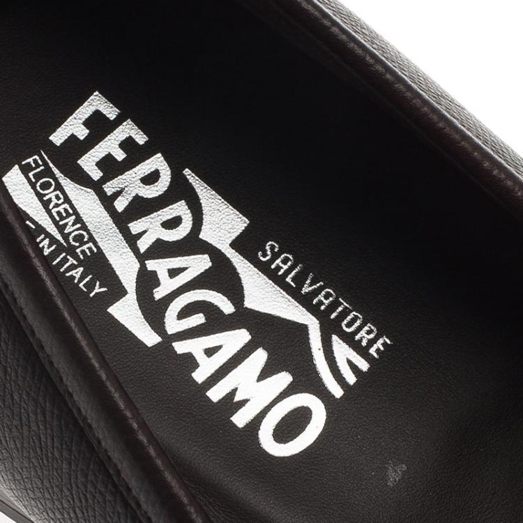 مملوكة مسبقًا Salvatore Ferragamo Brown Leather Manfredi Gancio Bit Loafers Size 44.5