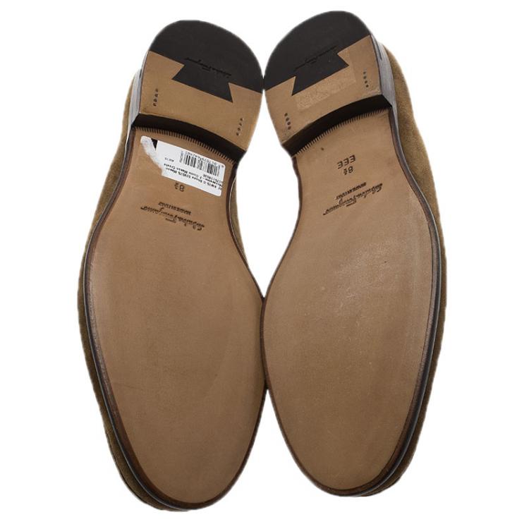 Pre Owned Salvatore Ferragamo Brown Suede Gancio Bit Loafers Size 41.5