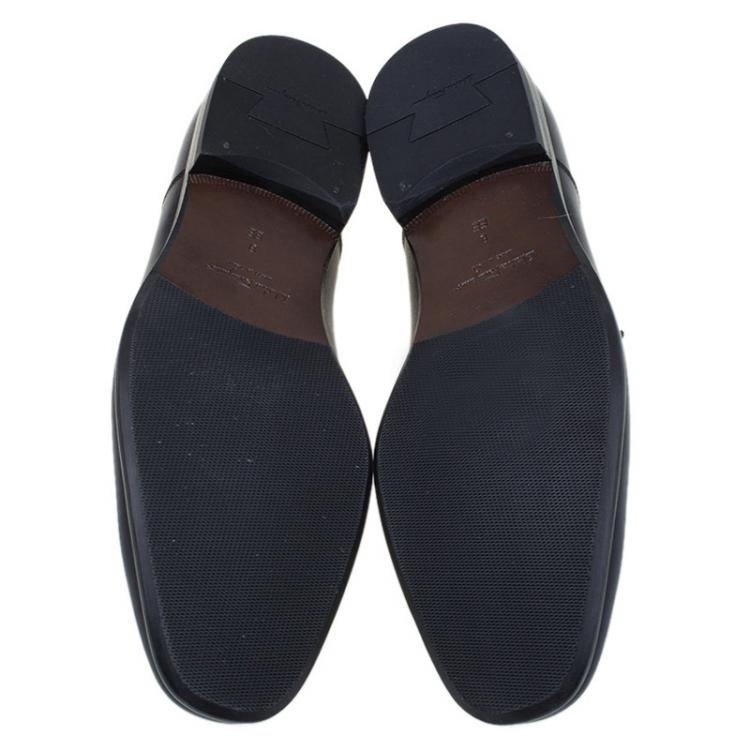 Pre Owned Salvatore Ferragamo Navy Blue Leather Mattia Loafers Size 41