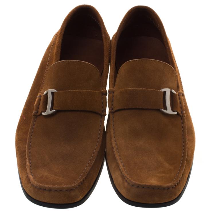 Pre Owned Salvatore Ferragamo Brown Suede Loafers Size 41