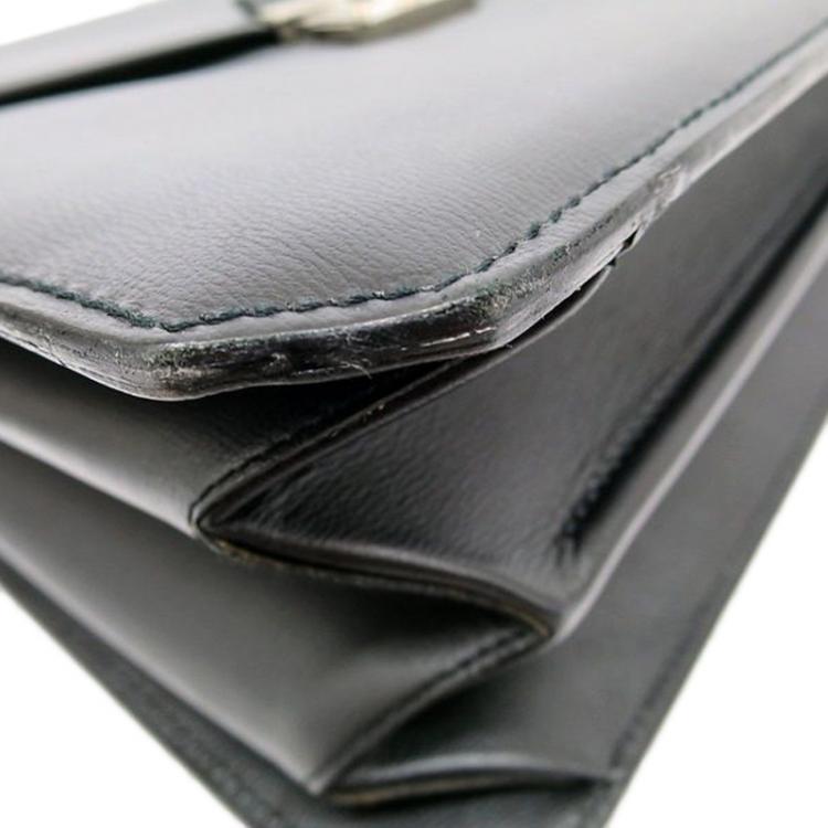 Pre Owned Salvatore Ferragamo Black Leather Briefcase