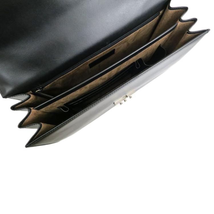 Pre Owned Salvatore Ferragamo Black Leather Briefcase