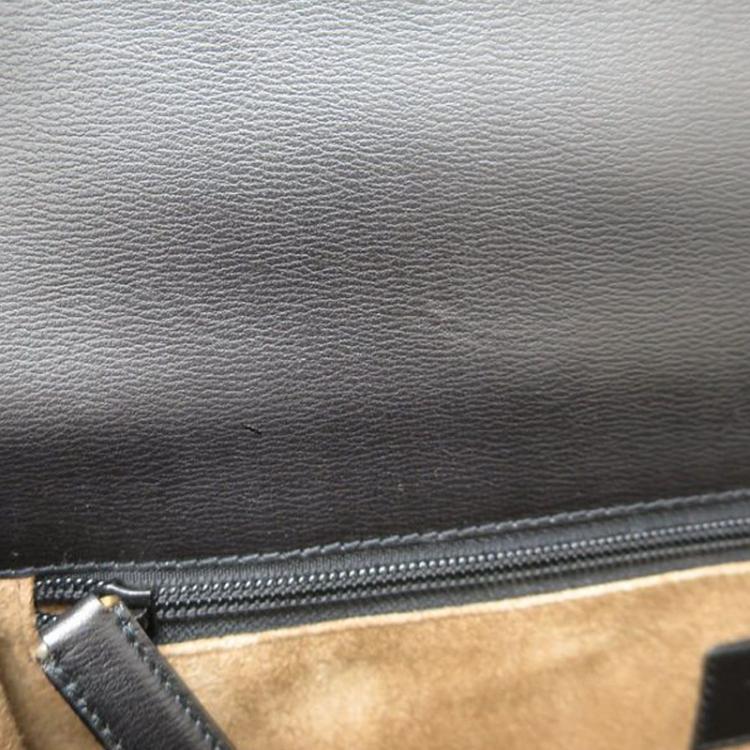 Pre Owned Salvatore Ferragamo Black Leather Briefcase
