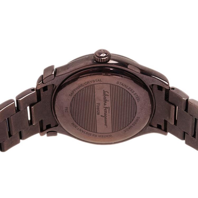 Pre Owned Salvatore Ferragamo Black Stainless Steel F62 Men's Wristwatch 39MM