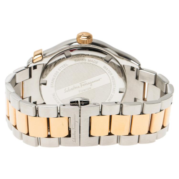 Pre Owned Salvatore Ferragamo Green Gold-Plated Stainless Steel 1898 Sport Men's Wristwatch 43MM