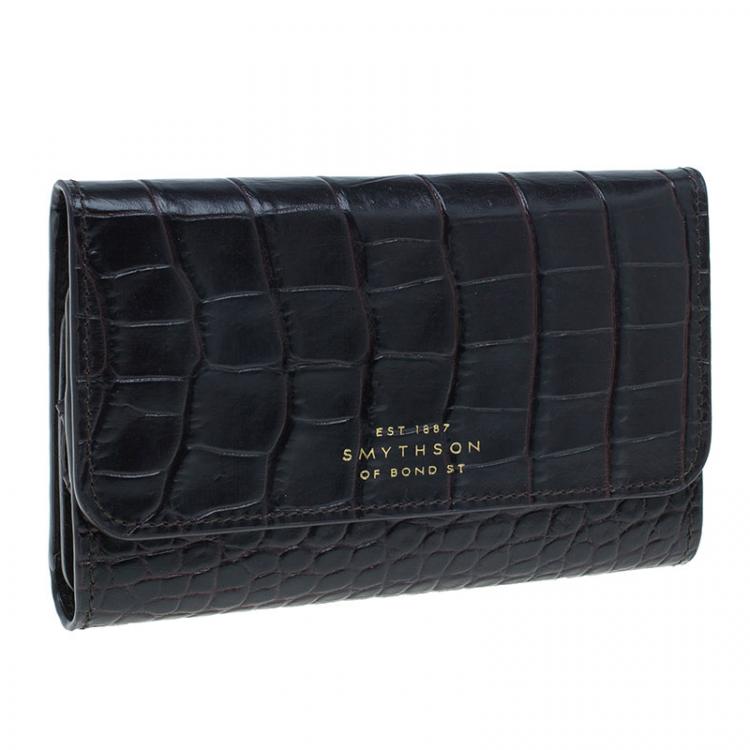 Pre Owned Symthson Dark Brown Croc Leather iPhone Wallet