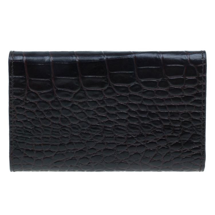 Pre Owned Symthson Dark Brown Croc Leather iPhone Wallet