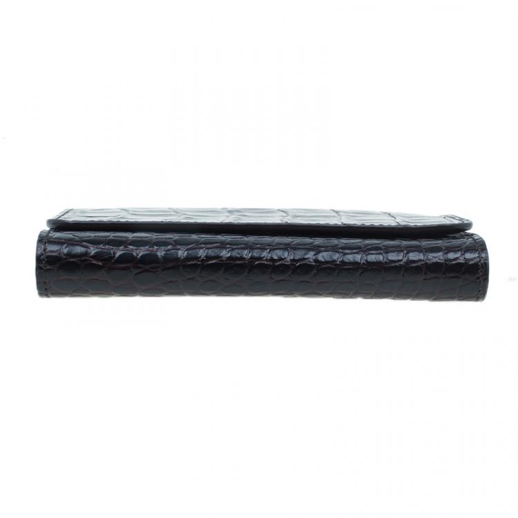 Pre Owned Symthson Dark Brown Croc Leather iPhone Wallet