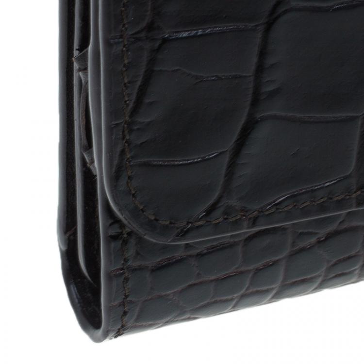 Pre Owned Symthson Dark Brown Croc Leather iPhone Wallet