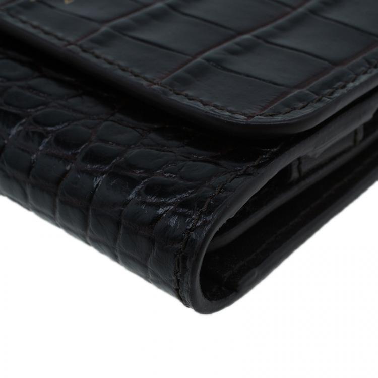 Pre Owned Symthson Dark Brown Croc Leather iPhone Wallet