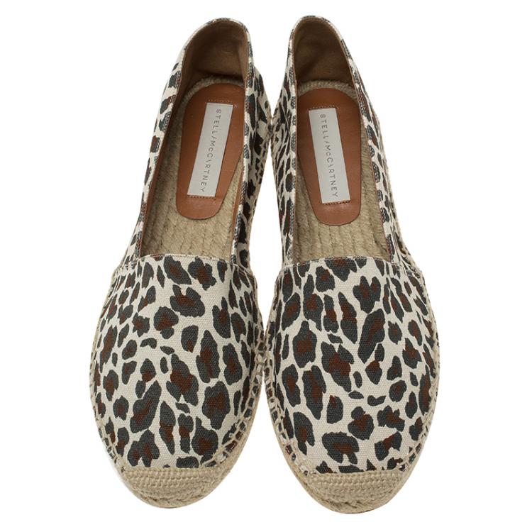 Pre Owned Stella McCartney Leopard Print Canvas Espadrilles Size 41
