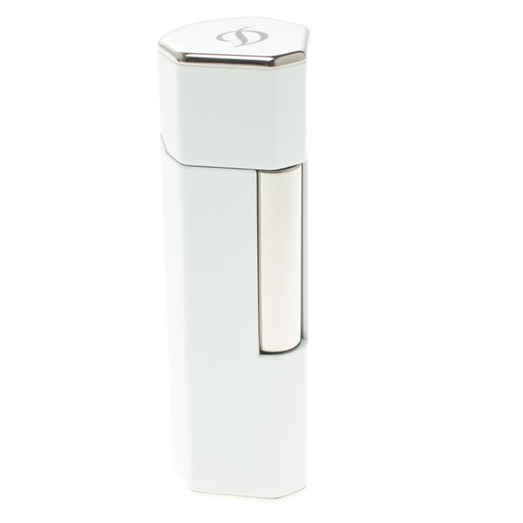 Pre Owned S.T. Dupont White lacquer Palladium Finish Lighter