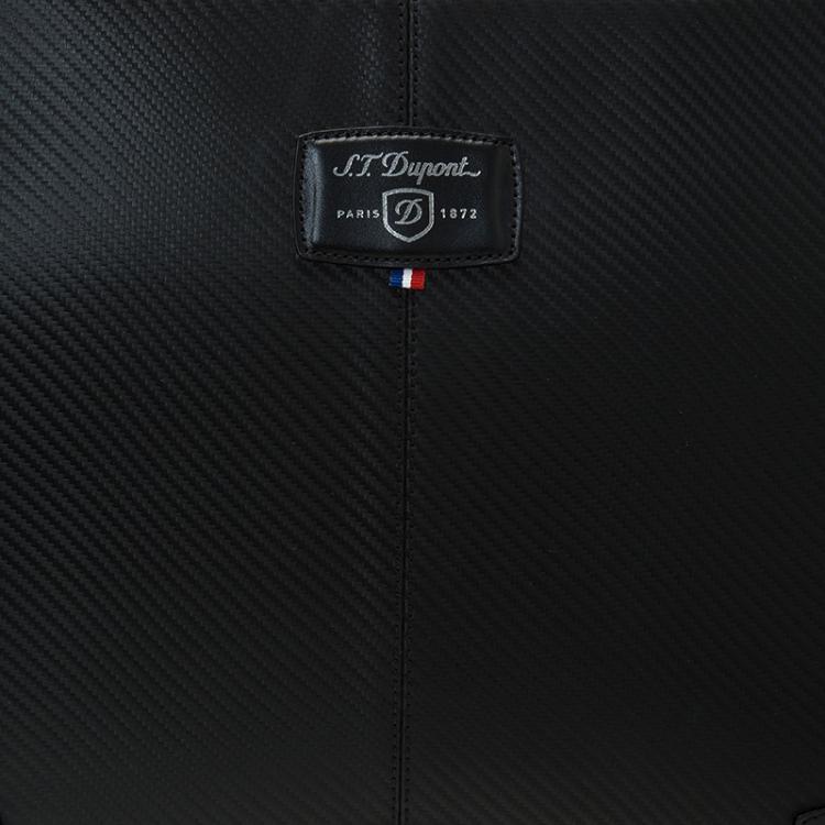 Pre Owned S.T. Dupont Black Leather Carbone Laptop Case 