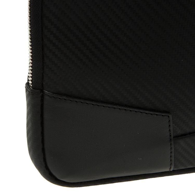 Pre Owned S.T. Dupont Black Leather Carbone Laptop Case 