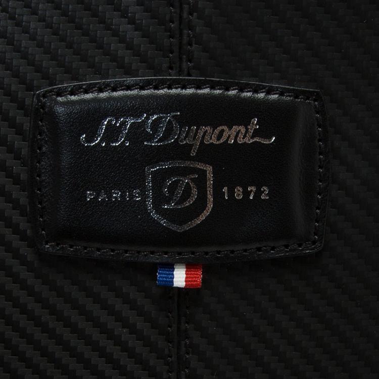 Pre Owned S.T. Dupont Black Leather Carbone Laptop Case 