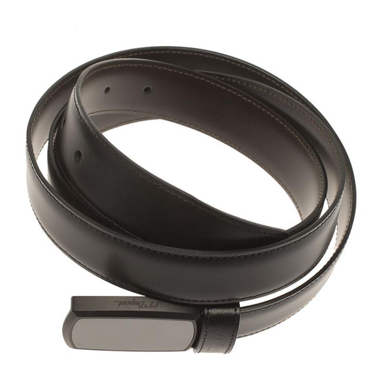Pre Owned S.T. Dupont Black Leather Belt 