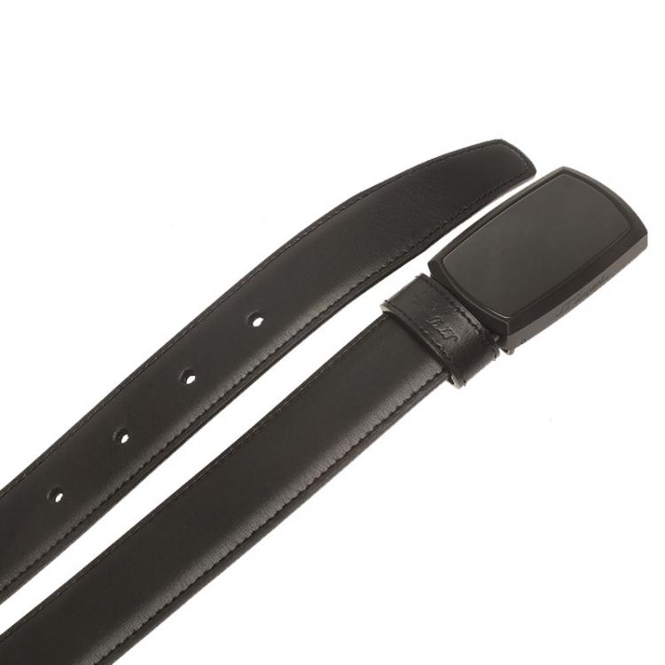 Pre Owned S.T. Dupont Black Leather Belt 