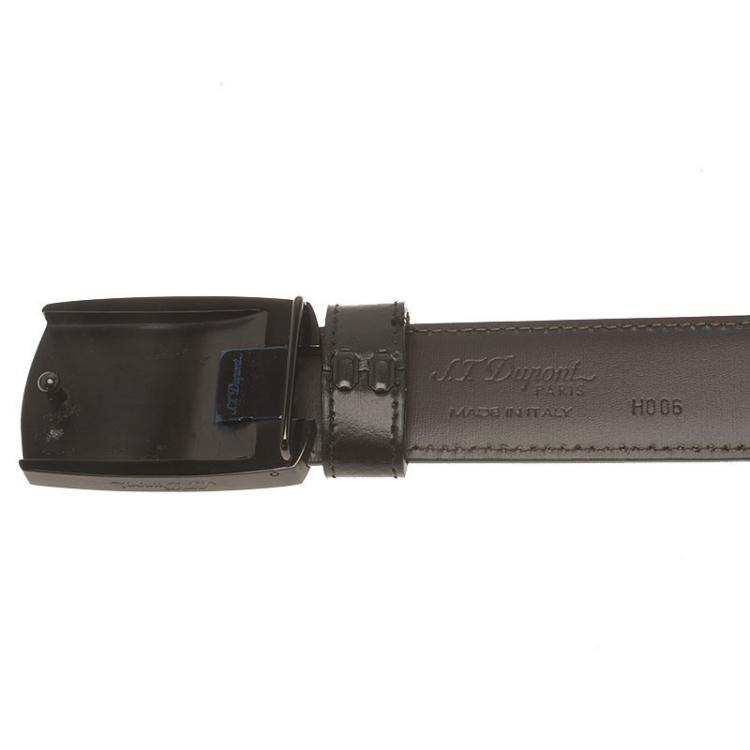 Pre Owned S.T. Dupont Black Leather Belt 
