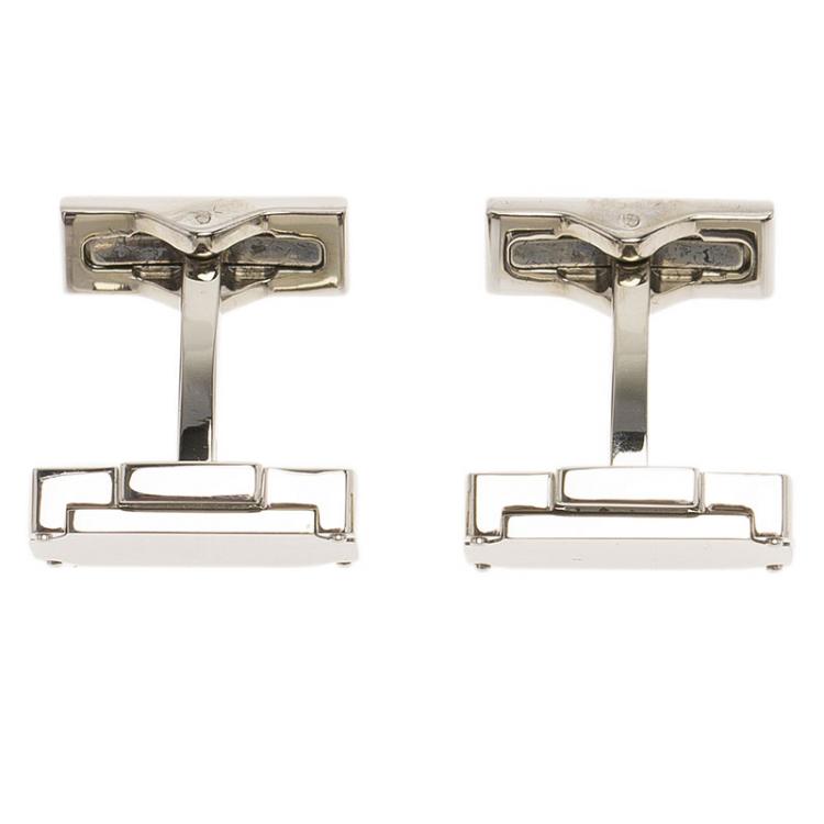 مملوكة مسبقًا S.T. Dupont Suitcase Brush Decor Silver Tone Classic Men's Cufflinks