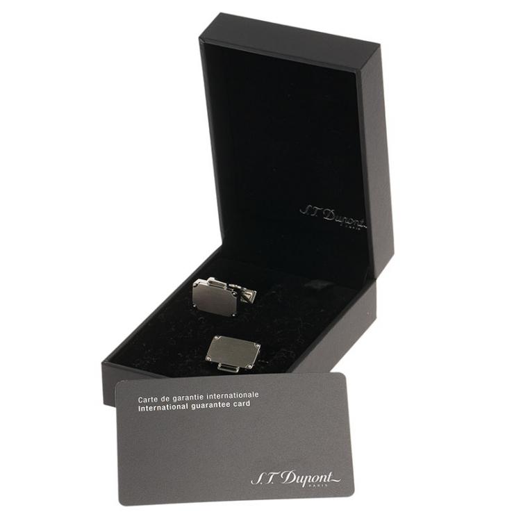 مملوكة مسبقًا S.T. Dupont Suitcase Brush Decor Silver Tone Classic Men's Cufflinks