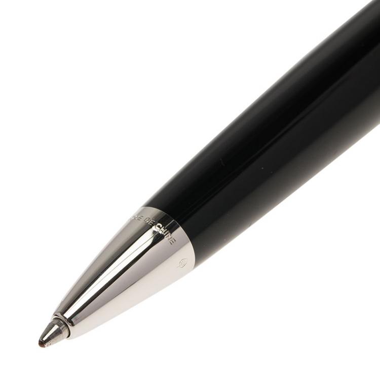 Pre Owned S.T. Dupont Line D Black Palladium Finish Chinese Lacquer Ballpoint Pen