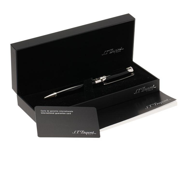 Pre Owned S.T. Dupont Line D Black Palladium Finish Chinese Lacquer Ballpoint Pen