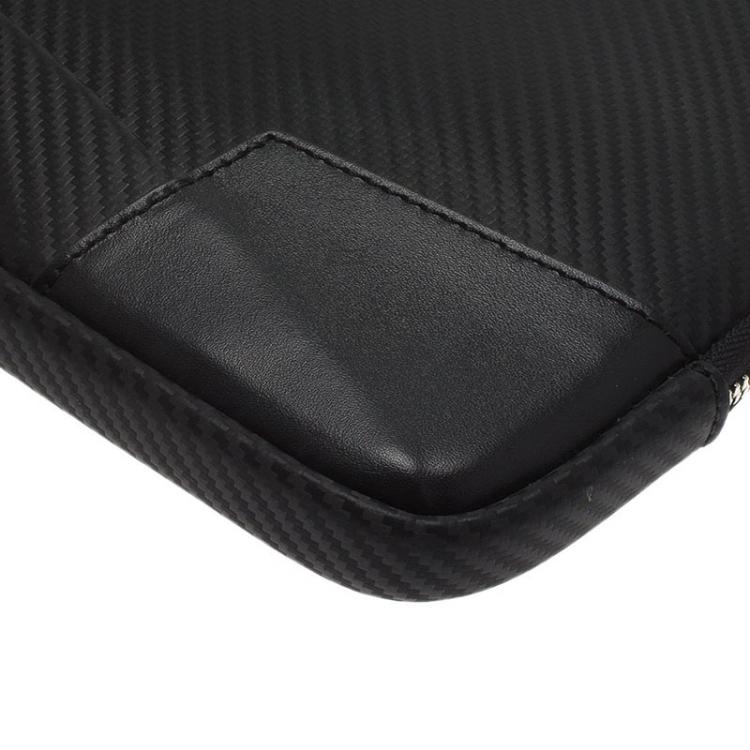 Pre Owned S.T. Dupont Black Leather Carbone Laptop Case