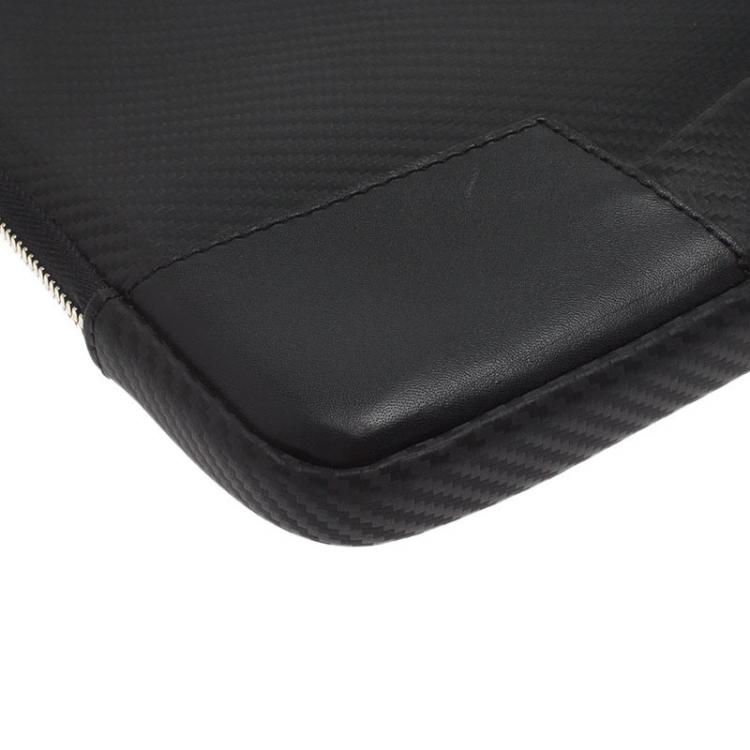Pre Owned S.T. Dupont Black Leather Carbone Laptop Case