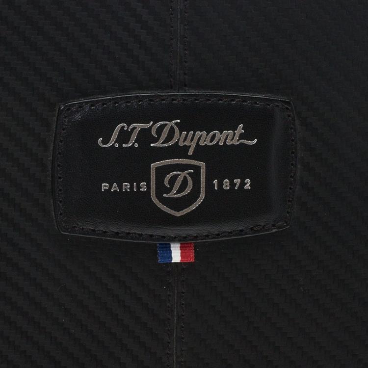 Pre Owned S.T. Dupont Black Leather Carbone Laptop Case