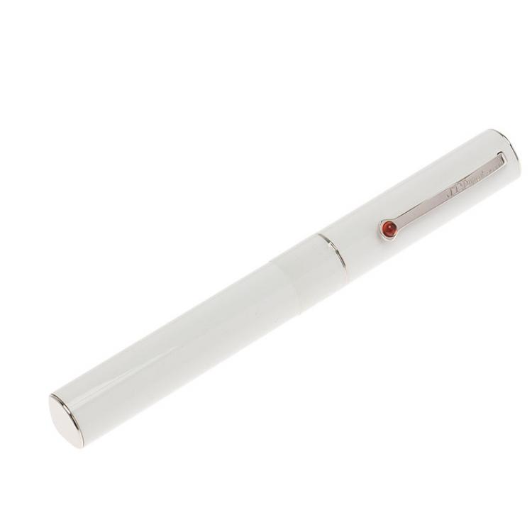 Pre Owned S.T. Dupont Mon Dupont Karl Lagerfeld White Lacquer Palladium Finish Rollerball Pen