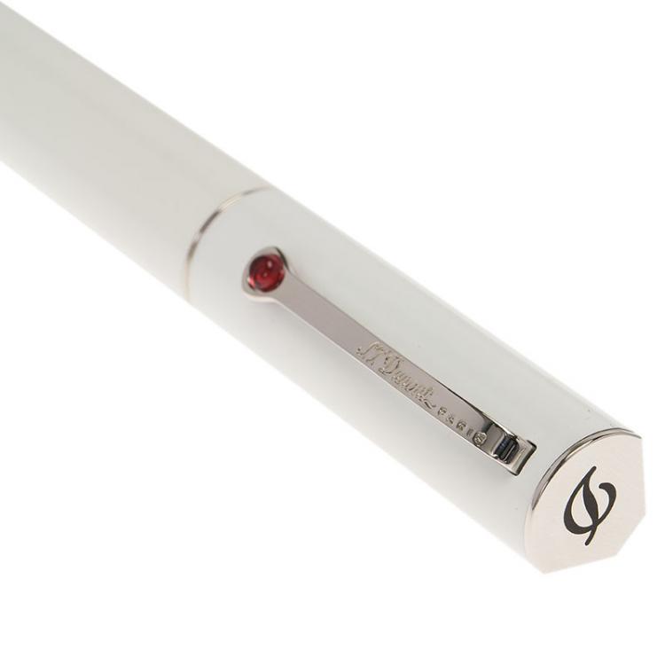 Pre Owned S.T. Dupont Mon Dupont Karl Lagerfeld White Lacquer Palladium Finish Fountain Pen