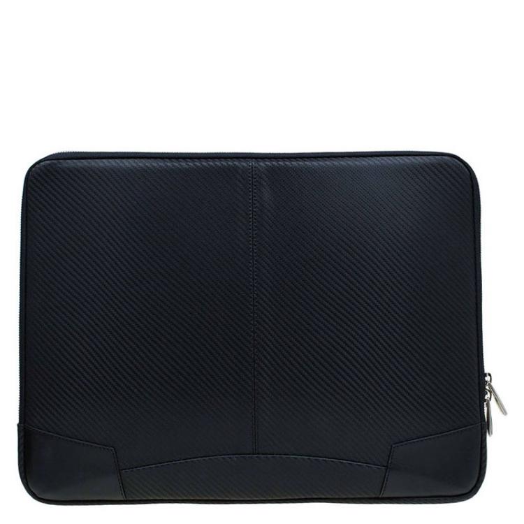 مملوكة مسبقًا S.T. Dupont Black Leather Carbone Laptop Case