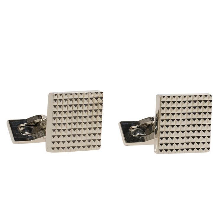 Pre Owned S.T. Dupont Square Diamond Head Palladium Finish Men's Cufflinks